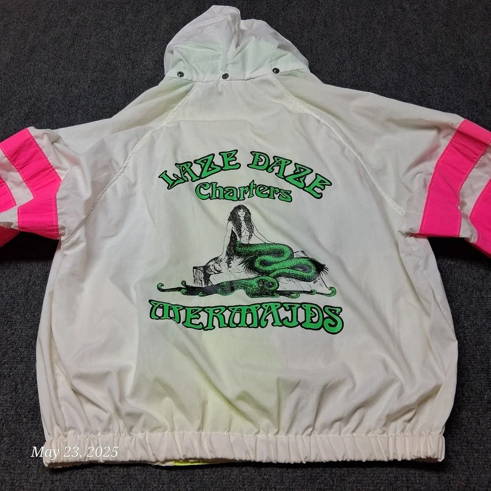 Birdie Richard Leslie Jacket Laze Daze Mermaid Graphic Sz Large‎ 90s Windbreaker